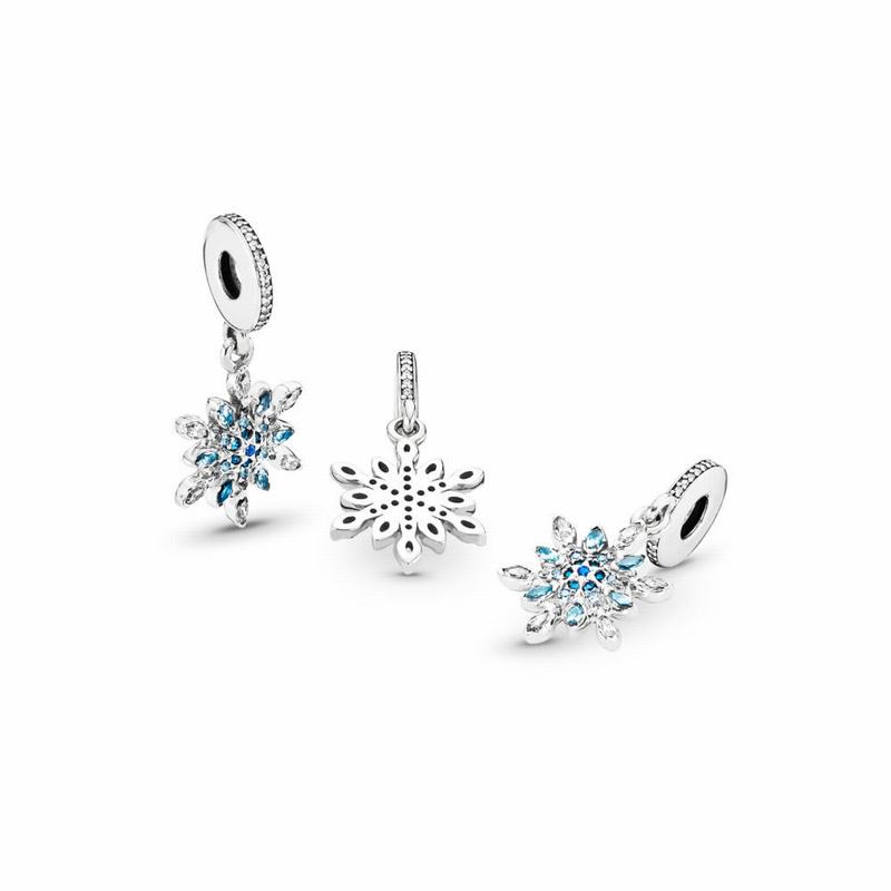 Pandora Crystalized Snowflake Dangle Charm - Sterling Silver/Blue/Mixed Stones/Cubic Zirconia - Cana